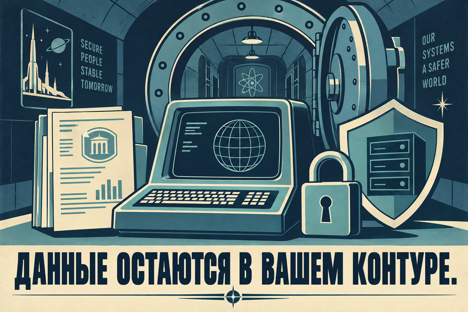 Иллюстрация: данные и документы внутри защищённого контура организации