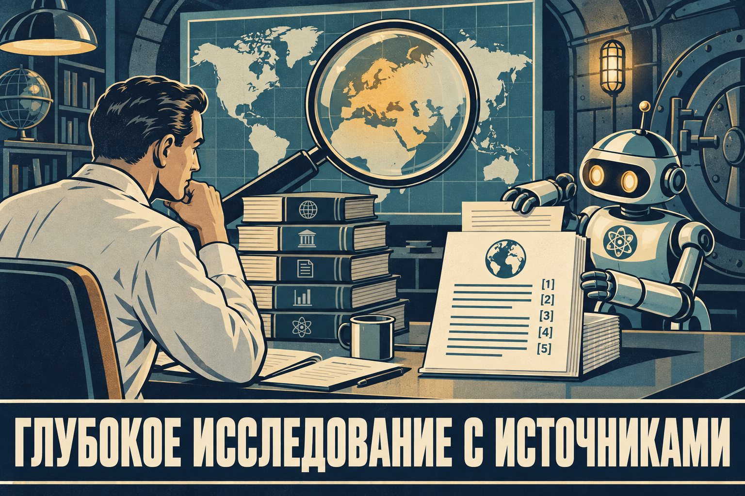 Иллюстрация: глубокое исследование с итоговым отчётом и источниками